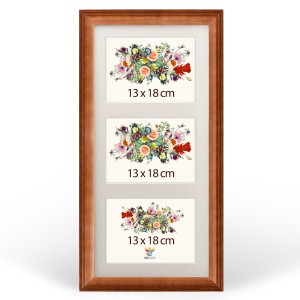 Galerie – dřevěný rámeček, frézovaný pro 3 fotografie: 3x 13 x 18 cm, hnědý