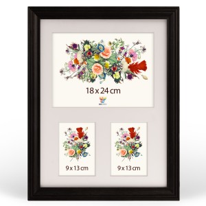 Galerie – frézovaný rámeček na 3 fotografie: 18 x 24 cm + 2x 9 x 13 cm černý