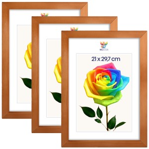 Sada 3 ks rámečků na fotografie A4 21 x 29,7 cm z lakovaného dřeva