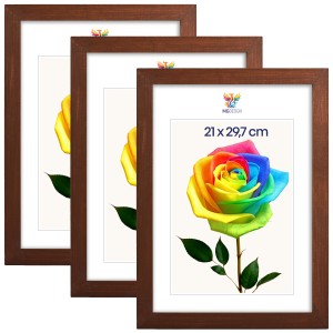 Sada 3 ks rámečků na fotografie A4 21 x 29,7 cm hnědých, dřevěných