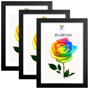 Sada 3 ks rámečků na fotografie A4 21 x 29,7 cm černé, dřevěné