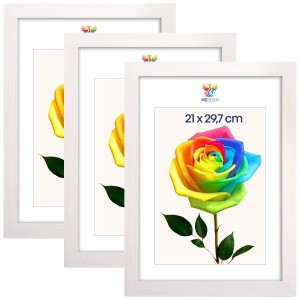 Sada 3 ks rámečků na fotografie A4 21 x 29,7 cm, bílé, dřevěné