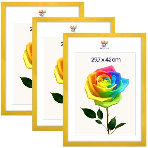 Sada 3 ks rámečků na fotografie A3 29,7 x 42 cm žluté, dřevěné