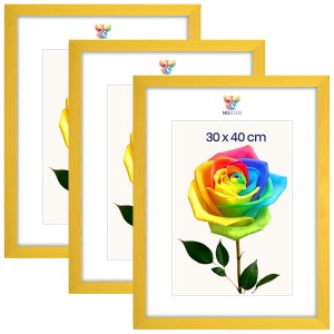 Sada 3 ks rámečků na fotografie 30 x 40 cm, žluté, dřevěné