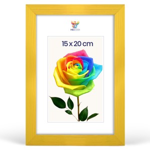 Rámeček na fotografie 15 x 20 cm, žlutý, z přírodního dřeva