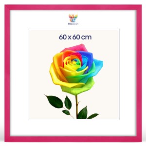 Rámeček na fotografie 60 x 60 cm růžový, z přírodního dřeva