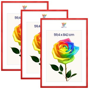 Sada 3 ks rámečků na fotografie A1 59,4 x 84,1 cm červené, dřevěné