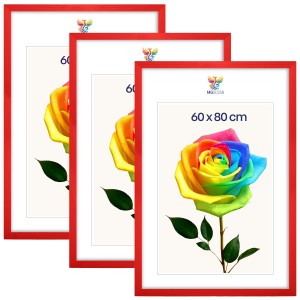 Sada 3 ks rámečků na fotografie 60 x 80 cm červených, dřevěných