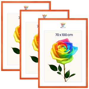 Sada 3 ks rámečků na fotografie 70 x 100 cm oranžové, dřevěné