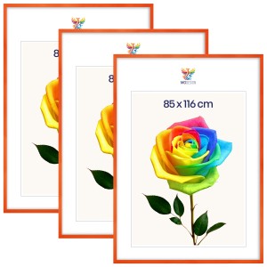 Sada 3 ks rámečků na fotografie 85 x 116 cm oranžové, dřevěné