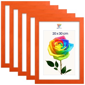 Sada 5 ks rámečků na fotografie 20 x 30 cm, oranžové, dřevěné
