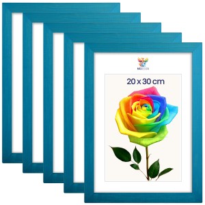 Sada 5 ks rámečků na fotografie 20 x 30 cm, tyrkysové, dřevěné