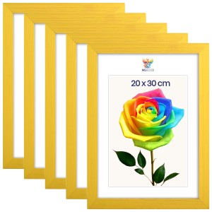 Sada 5 ks rámečků na fotografie 20 x 30 cm, žluté, dřevěné