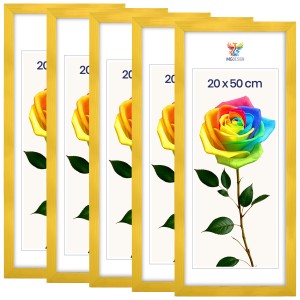 Sada 5 ks rámečků na fotografie 20 x 50 cm, žluté, dřevěné
