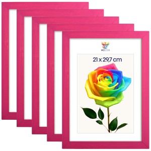 Sada 5 ks rámečků na fotografie A4 21 x 29,7 cm růžové, dřevěné