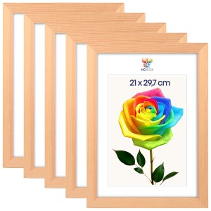 Sada 5 ks dřevěných rámečků na fotografie A4 21 x 29,7 cm
