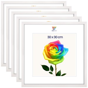 Sada 5 ks rámečků na fotografie 30 x 30 cm, bílé, dřevěné