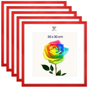 Sada 5 ks rámečků na fotografie 30 x 30 cm červených, dřevěných