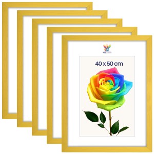 Sada 5 ks rámečků na fotografie 40 x 50 cm, žluté, dřevěné