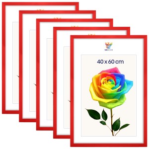 Sada 5 ks rámečků na fotografie 40 x 60 cm červených, dřevěných