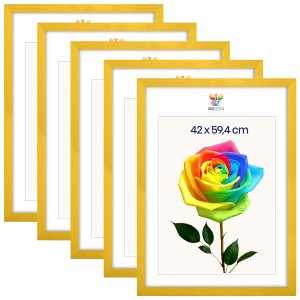 Sada 5 ks rámečků na fotografie A2 42 x 59,4 cm žlutých, dřevěných