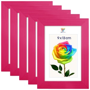 Sada 5 ks rámečků na fotografie 9 x 13 cm, růžové, dřevěné