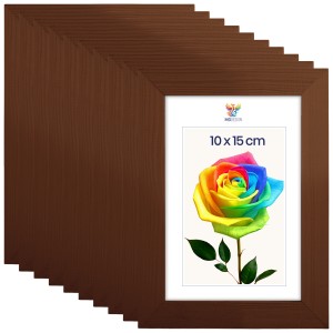 Sada 10 ks rámečků na fotografie A6 10 x 15 cm hnědých, dřevěných