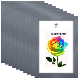 Sada 10 ks rámečků na fotografie A5 14,8 x 21 cm šedé, dřevěné