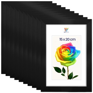 Sada 10 ks rámečků na fotografie 15 x 20 cm, černé, dřevěné