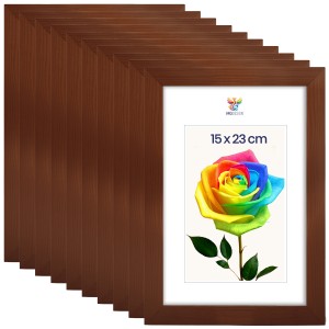 Sada 10 ks rámečků na fotografie 15 x 23 cm, hnědé, dřevěné