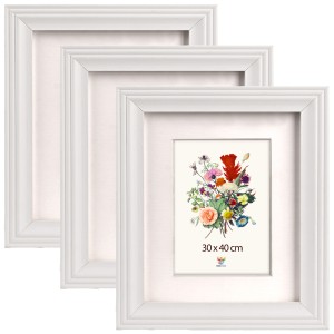 Sada 3 ks frézovaných rámečků 30 x 40 cm v bílé barvě
