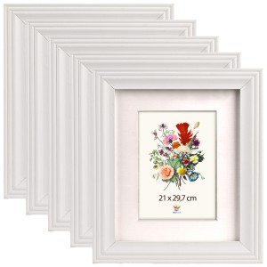 Sada 5 ks frézovaných rámečků A4 21 x 29,7 cm v bílé barvě