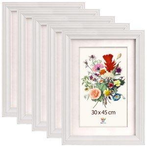 Sada 5 ks frézovaných rámečků 30 x 45 cm v bílé barvě