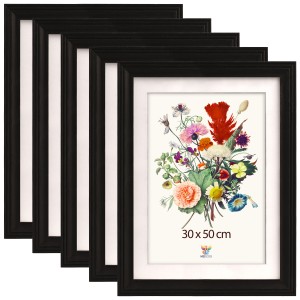 Sada 5 ks frézovaných rámečků 30 x 50 cm v černé barvě