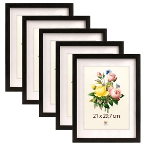 Sada 5 ks vysokých rámečků na fotografie A4 21 x 29,7 cm černé