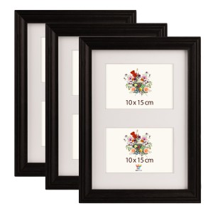 Sada 3 galerií – frézovaných rámečků na 2 fotografie: 2x 10 x 15 cm černé