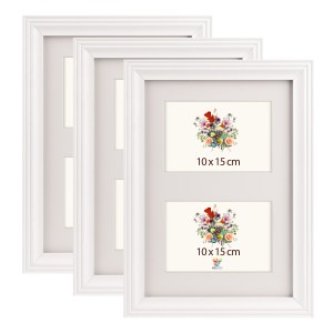 Sada 3 galerií – frézovaných rámečků na 2 fotografie: 2x 10 x 15 cm bílé