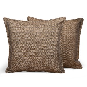 Dekorativní povlak na polštář s vzorem rybí kosti 30 x 30 cm v hnědé barvě