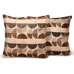Povlak na polštář s geometrickým vzorem 30 x 30 cm v béžové barvě