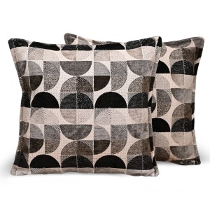 Povlak na polštář s geometrickým vzorem 60 x 60 cm v tmavě šedé barvě