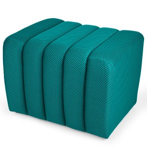 Designový strukturovaný taburet 48 x 60 cm v tyrkysové barvě