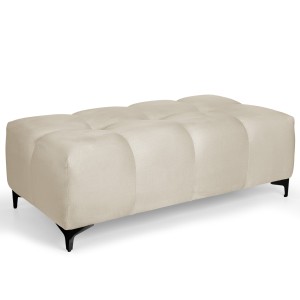 Prošívaný velurový taburet 63 x 121 cm v barvě ecru