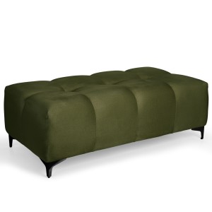 Prošívaný velurový taburet 63 x 121 cm v olivové barvě