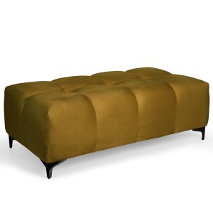 Prošívaný velurový taburet 63 x 121 cm, žlutý