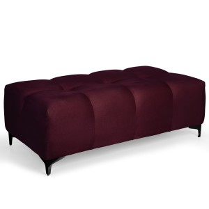 Prošívaný velurový taburet 63 x 121 cm v bordové barvě