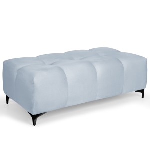 Prošívaný velurový taburet 63 x 121 cm v modré barvě