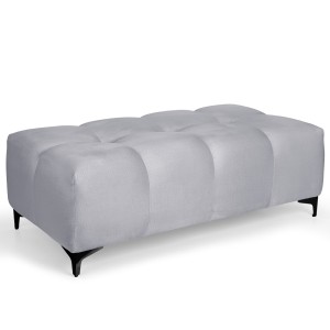 Prošívaný velurový taburet 63 x 121 cm ve světle šedé barvě
