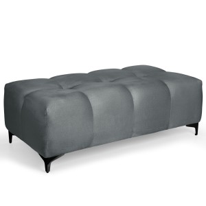 Prošívaný velurový taburet 63 x 121 cm v šedé barvě