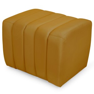 Designový velurový taburet 48 x 60 cm ve žluté barvě