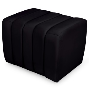 Designový velurový taburet 48 x 60 cm v černé barvě